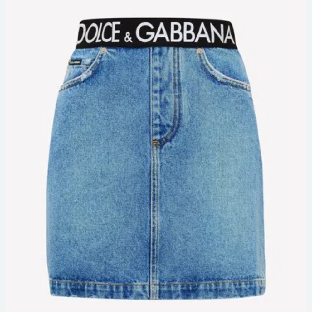 Dolce & Gabbana Logo Blue Denim Skirt